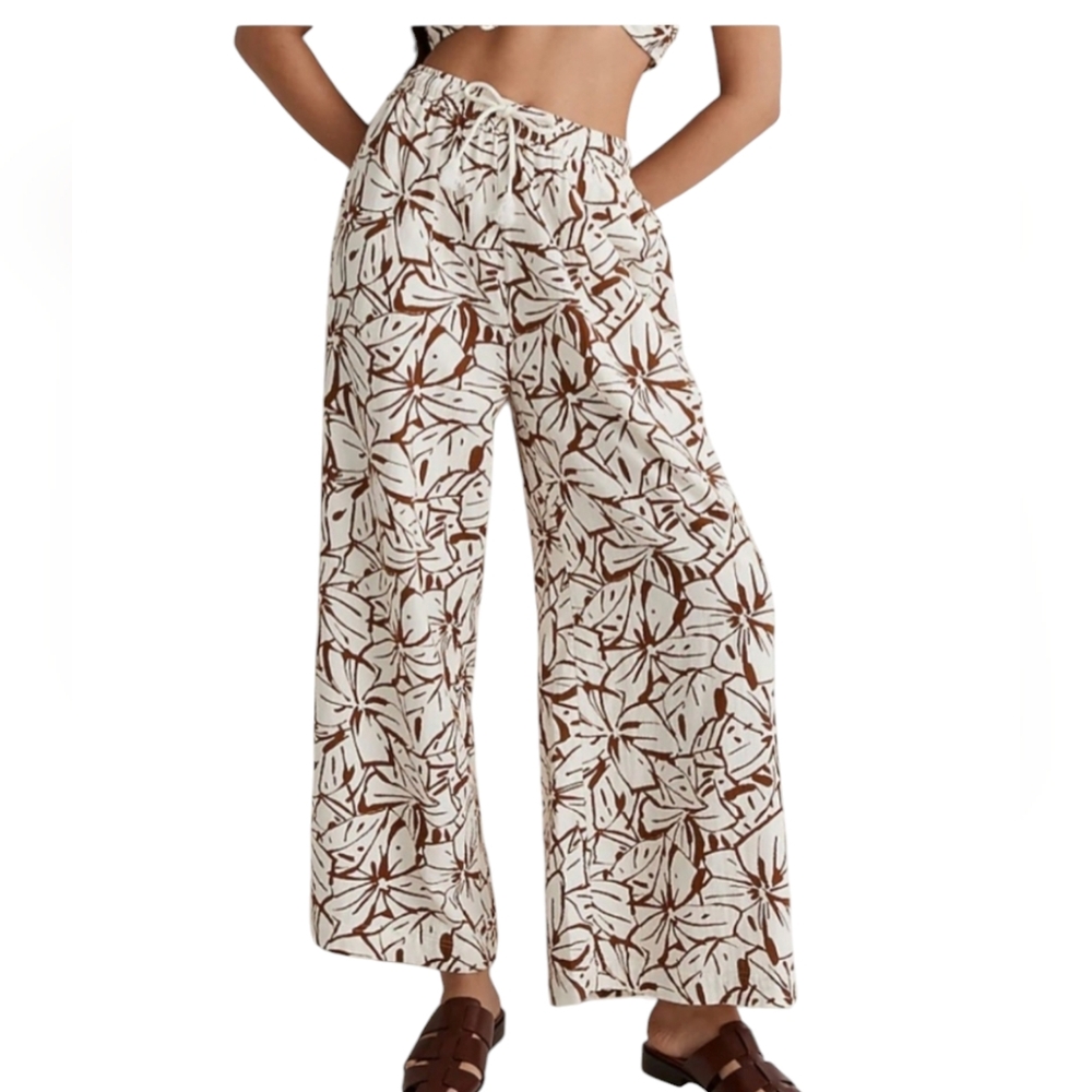 Madewell Double Gauze Wide Leg Pants Size XL Drawstring Waist Pull-on Vacation